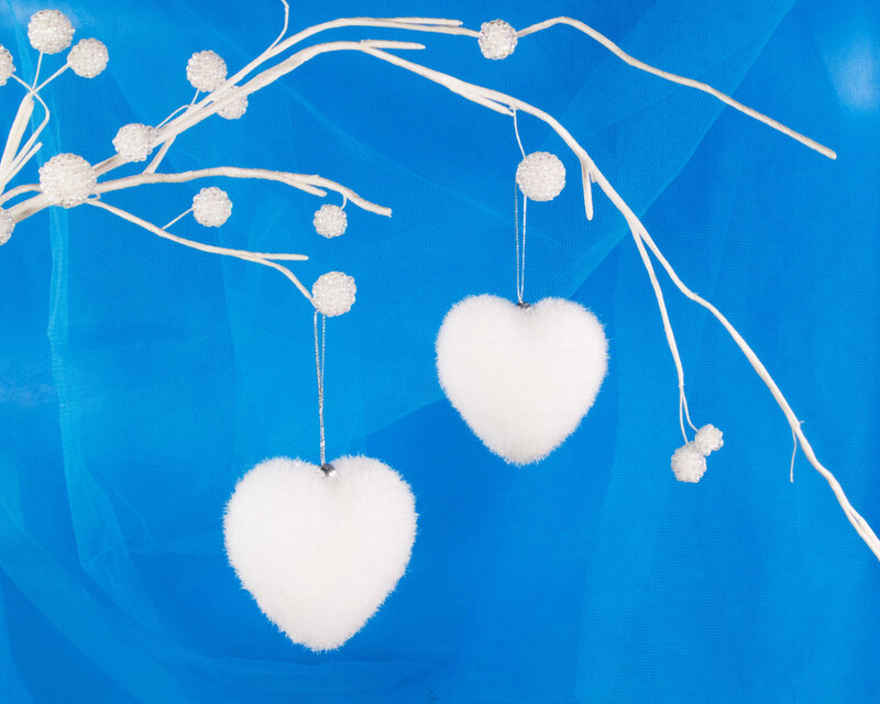 White Heart Ornaments