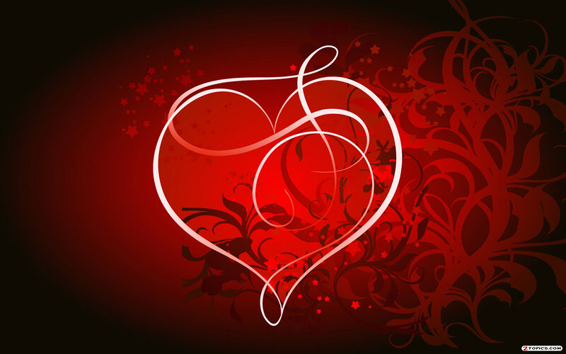 White Heart Outline — Red, Romantic, Digital Art, Stars