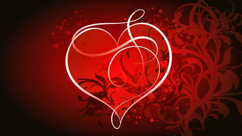 White Heart Outline — Red