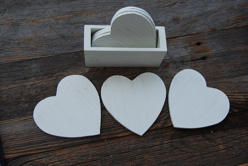 White Heart-shaped Coasters