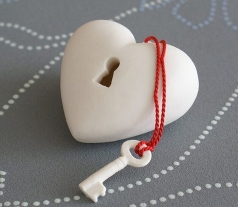 White Heart-shaped Lock