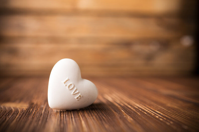 White Heart with Love Text