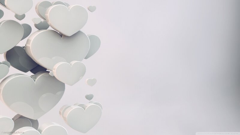 White Hearts Floating — Serene, 3d Render