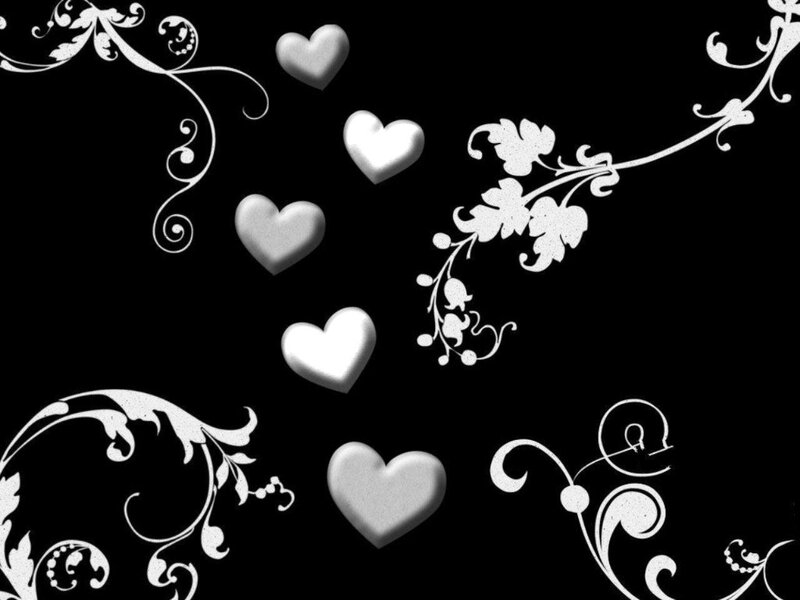 white hearts on black background