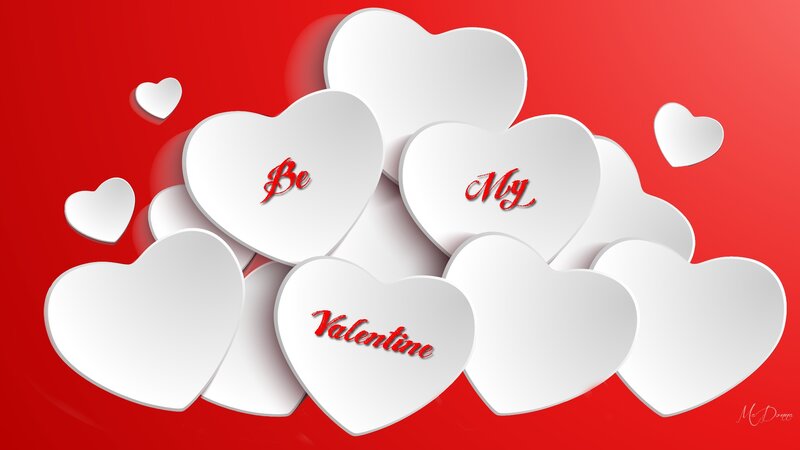 White Hearts on Red — Romantic