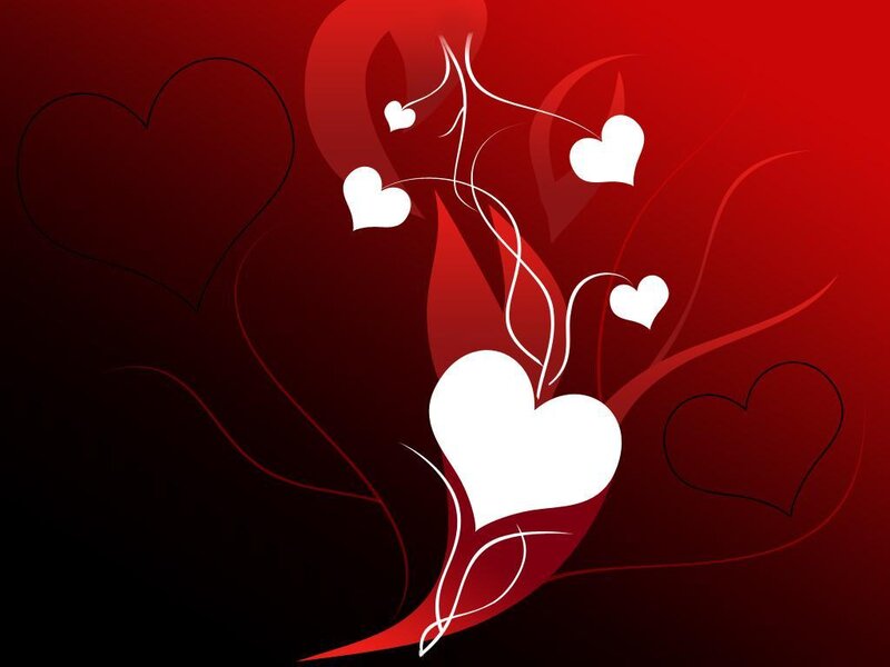 White Hearts on Red — Romantic, Vector Art