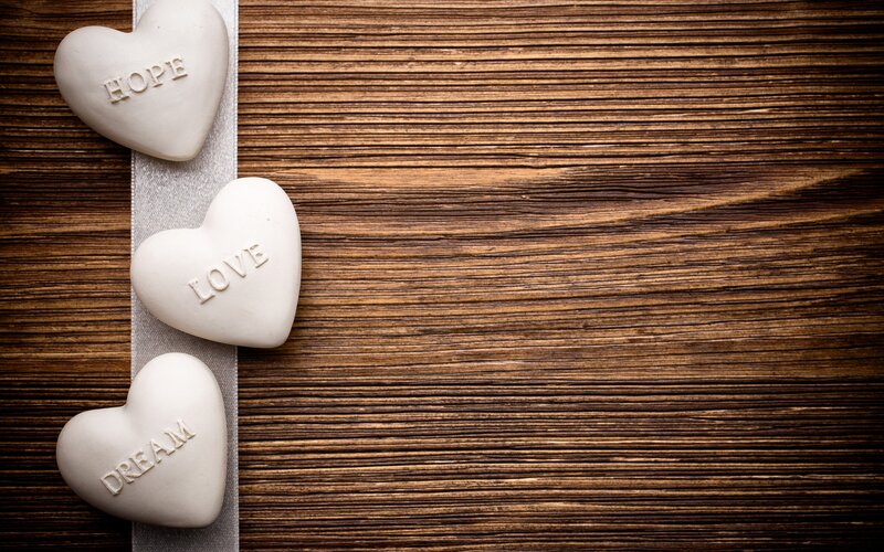 White Hearts on Wood — Brown, Calm