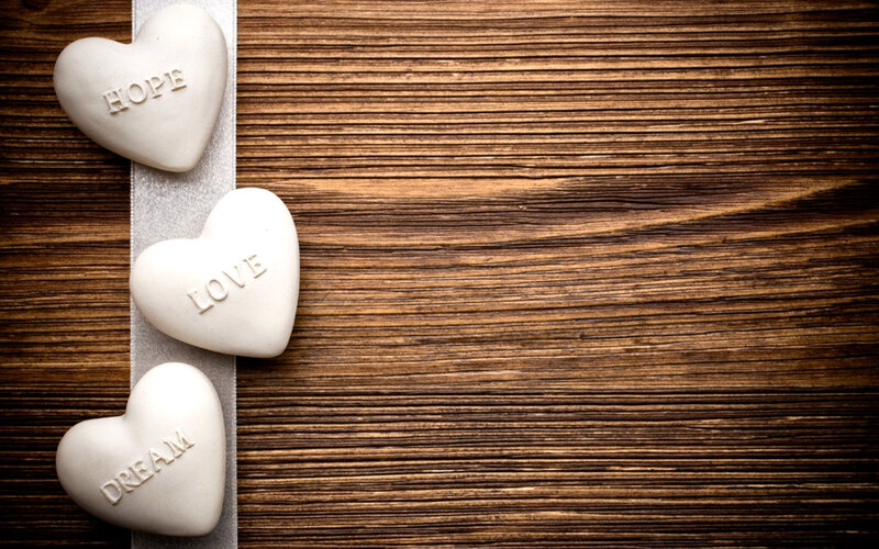 White Hearts on Wood — Brown
