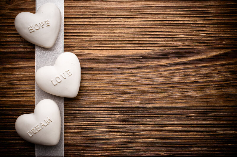 White Hearts on Wood