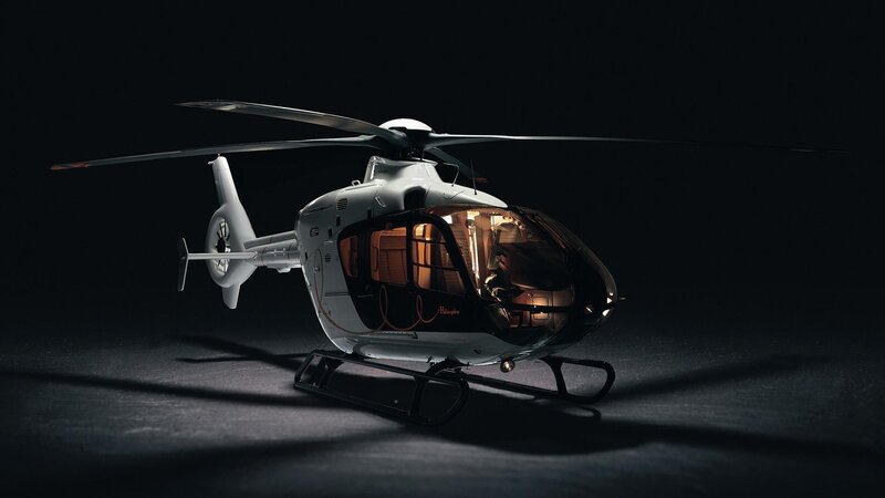 White Helicopter on Dark Surface
