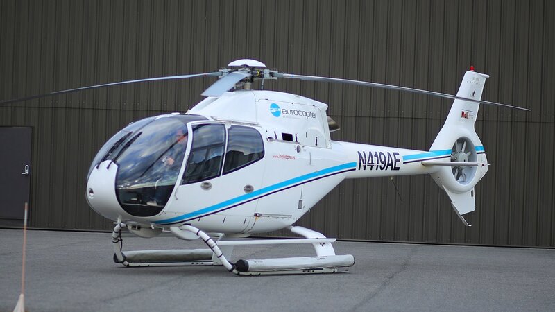 White Helicopter on Tarmac — Neutral, Afternoon