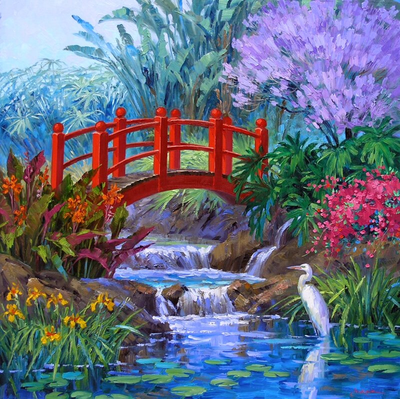 White Heron by Stream