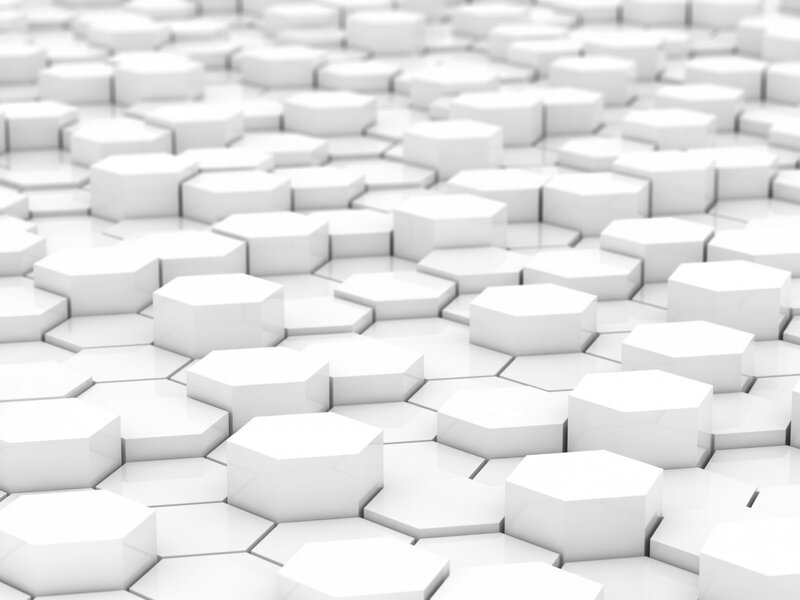 White Hexagonal Blocks — Minimalist, 3d Render, Hexagons