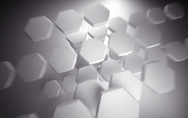 White Hexagonal Shapes — Gray, Abstract, 3d Render