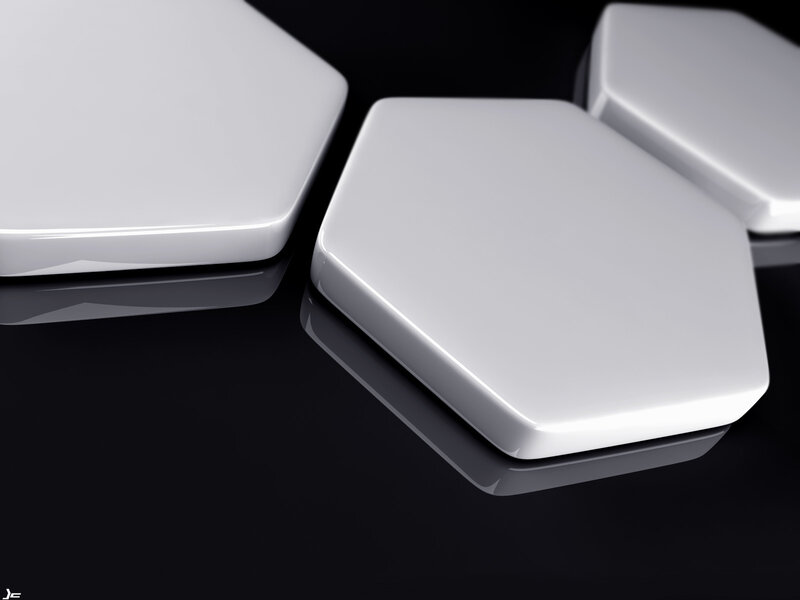 white hexagonal tiles on black