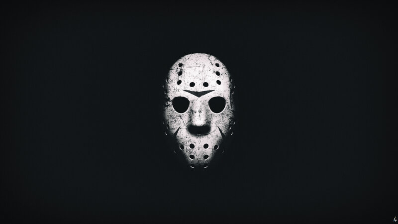 White Hockey Mask — Black, Dramatic, Photograph
