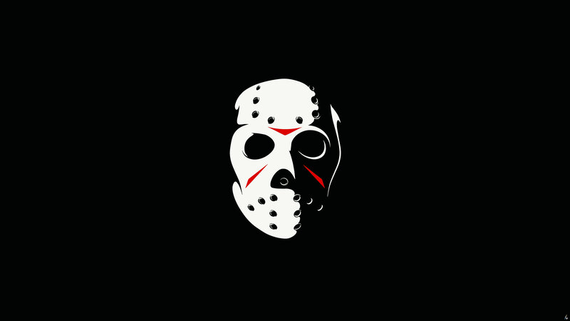 White Hockey Mask — Black