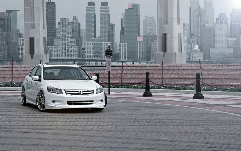 White Honda Accord in city