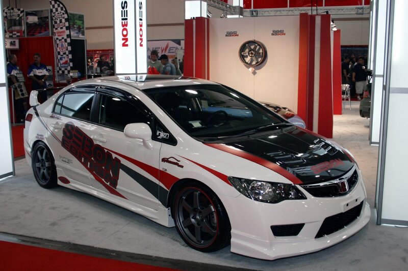 White Honda Civic at auto show