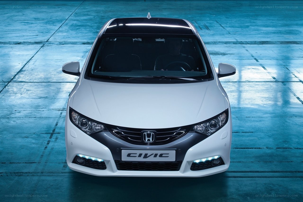 White Honda Civic front view