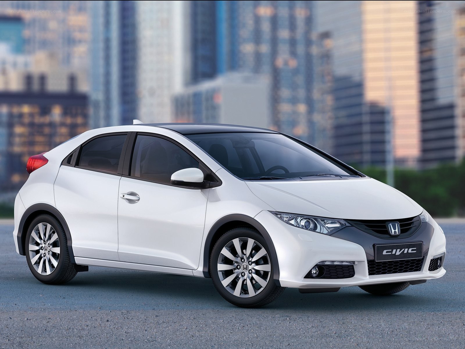 White Honda Civic hatchback
