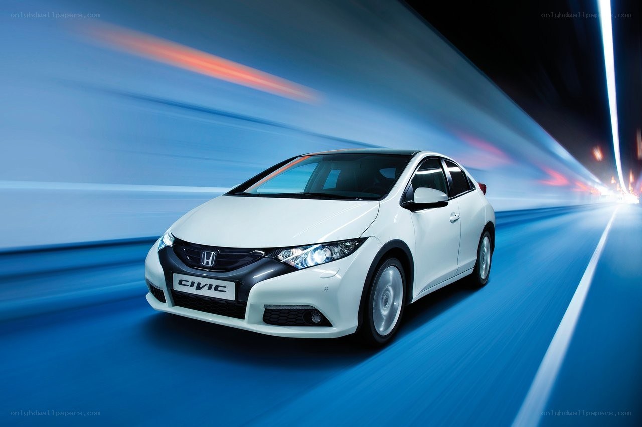 White Honda Civic in motion