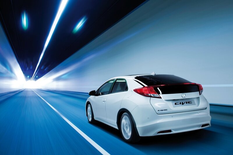White Honda Civic in tunnel