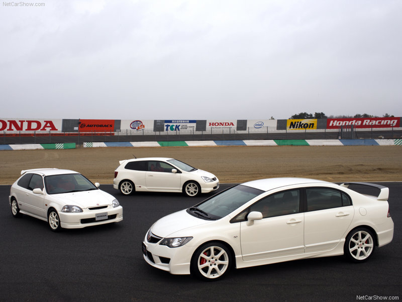 White Honda Civic race cars