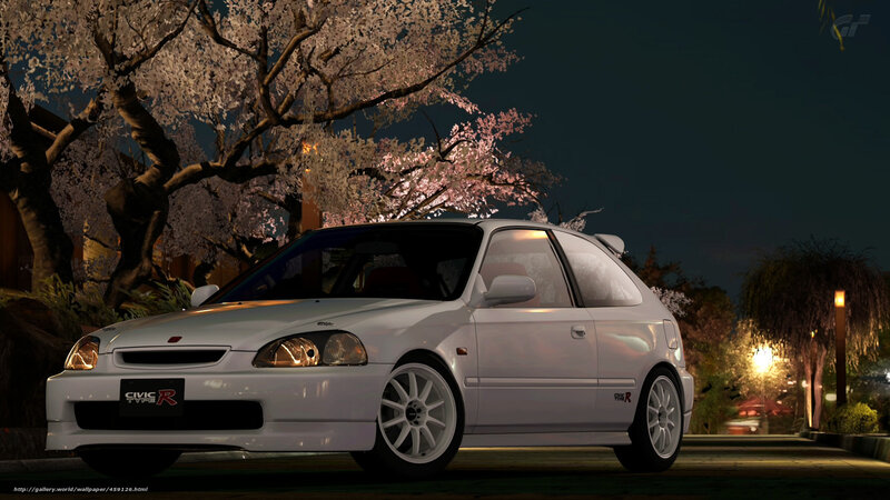 White Honda Civic Type R at night