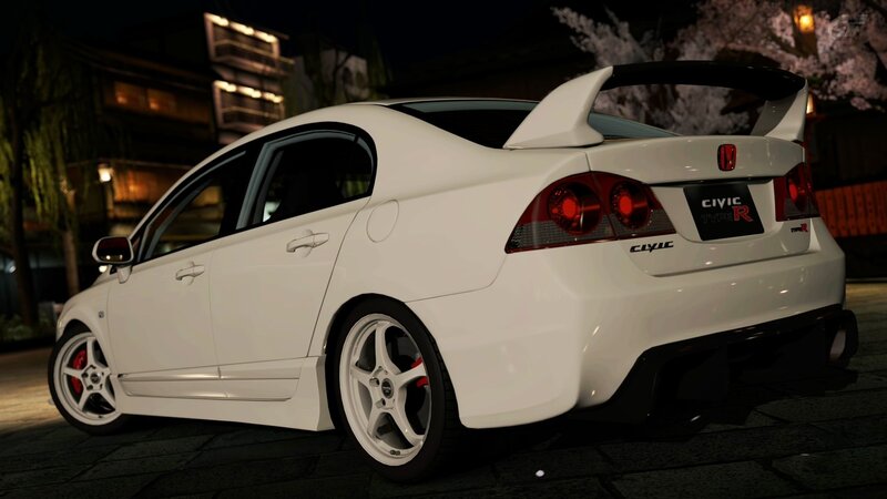 White Honda Civic Type R — Calm, Night, 3d Render