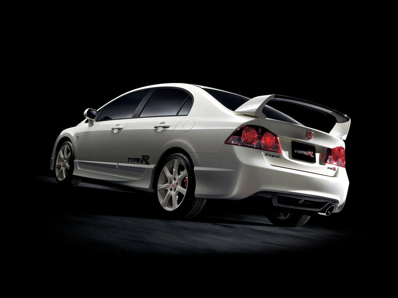 White Honda Civic Type R — Dramatic, Photograph, Car, Rear Wing
