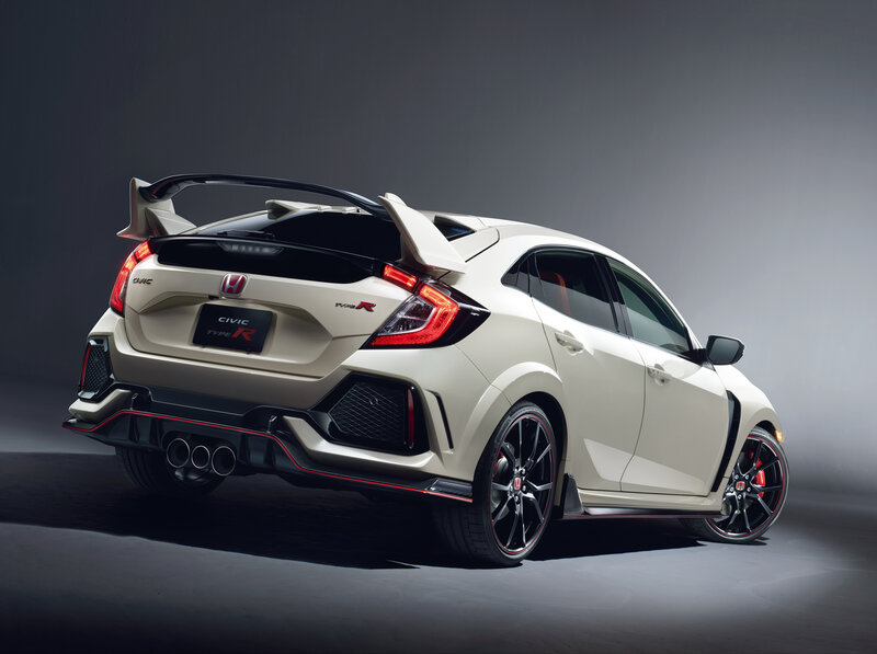 White Honda Civic Type R — Dramatic, Photograph, Rear Wing