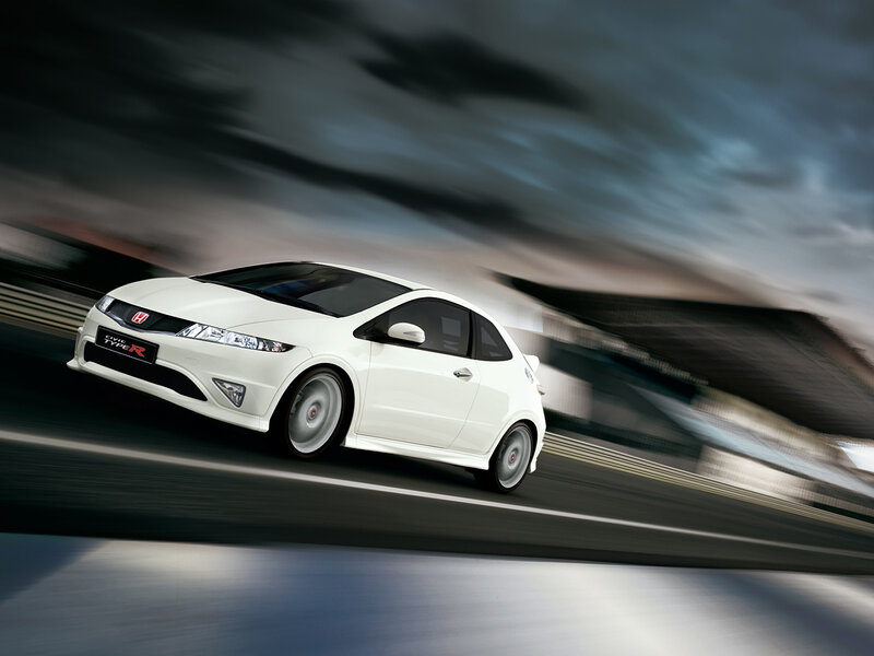 White Honda Civic Type R — Dynamic, Photograph, Car, Road