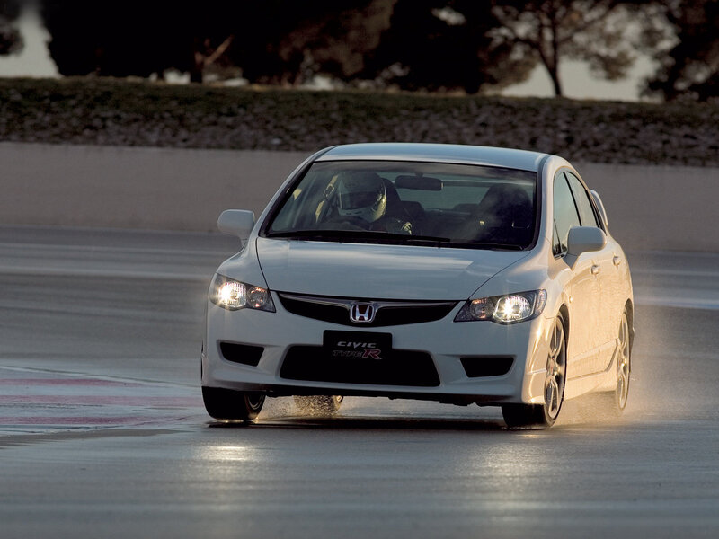 White Honda Civic Type R on track