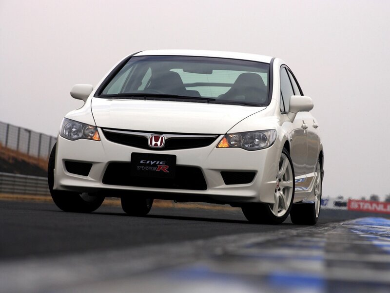 White Honda Civic Type R on track