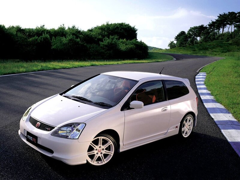 White Honda Civic Type R on track