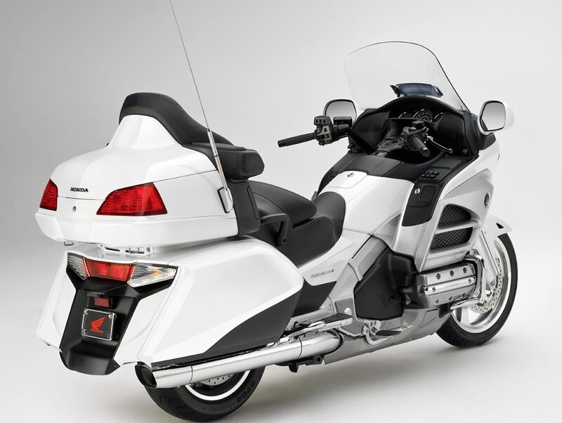 White Honda Gold Wing Motorcycle — Neutral