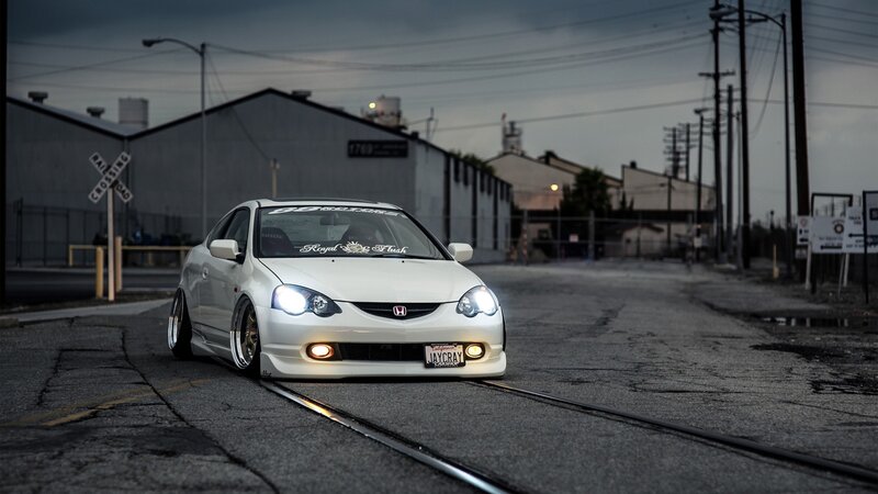White Honda Integra — Dramatic, Sunset