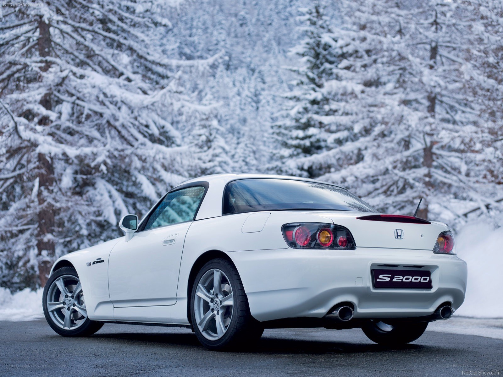 White Honda S2000 in snow