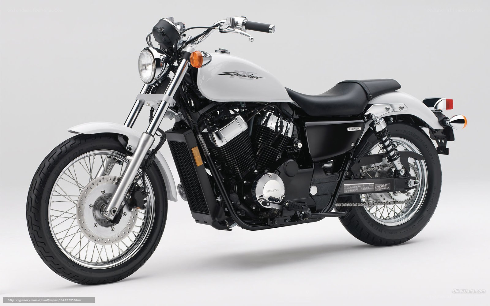 White Honda Shadow motorcycle