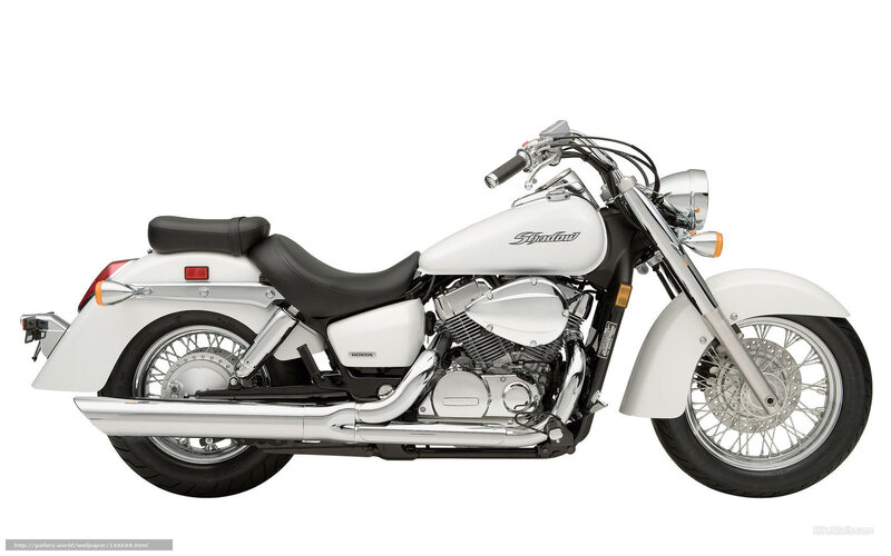 White Honda Shadow Motorcycle — Neutral, Photograph
