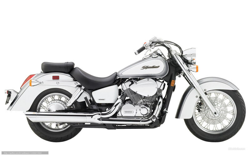 White Honda Shadow Motorcycle — Neutral