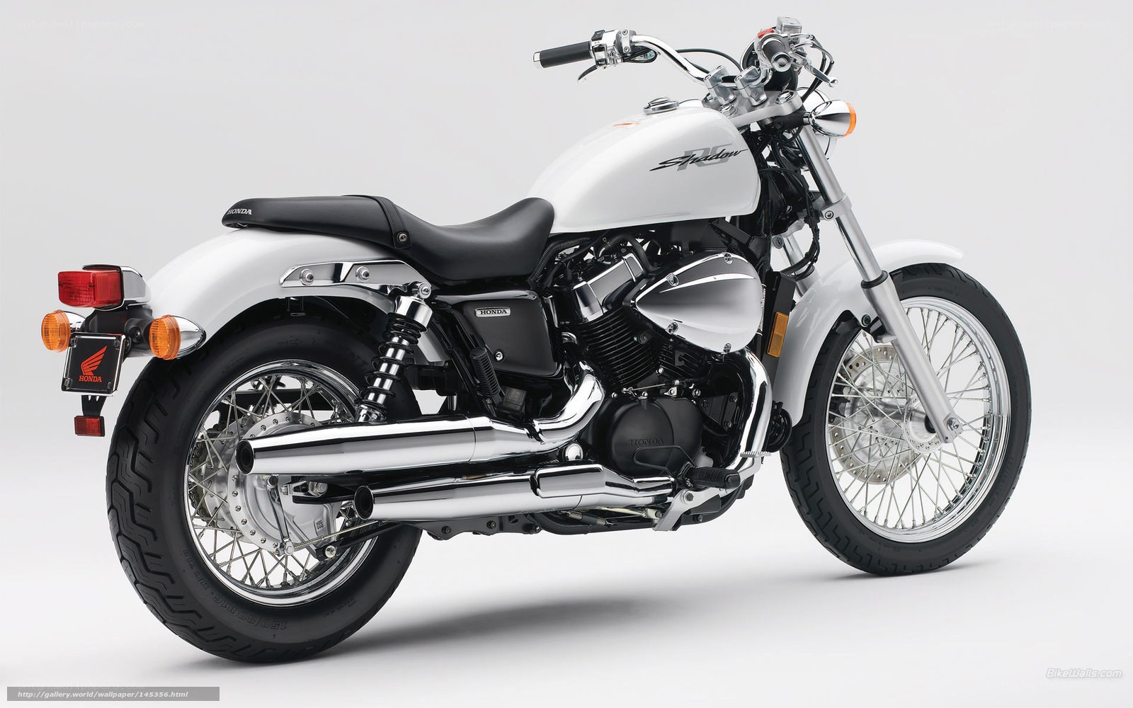 White Honda Shadow motorcycle
