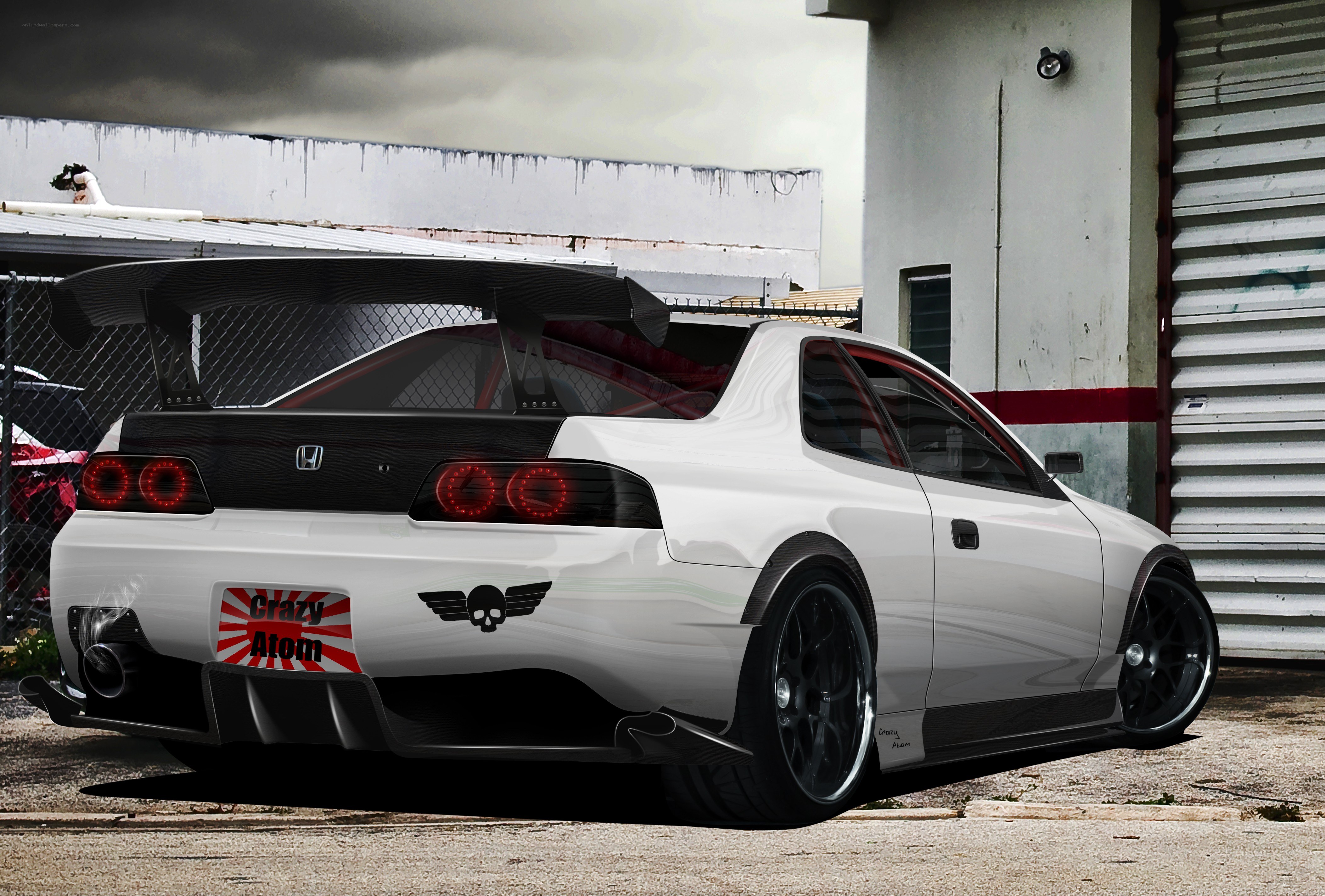 white honda with custom rear