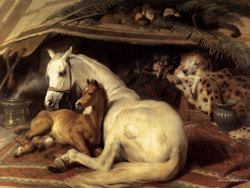 White Horse and Foal — Brown