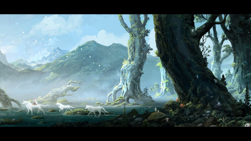 White Horse and Wolves — Green