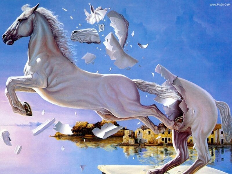 White Horse Breaking Apart