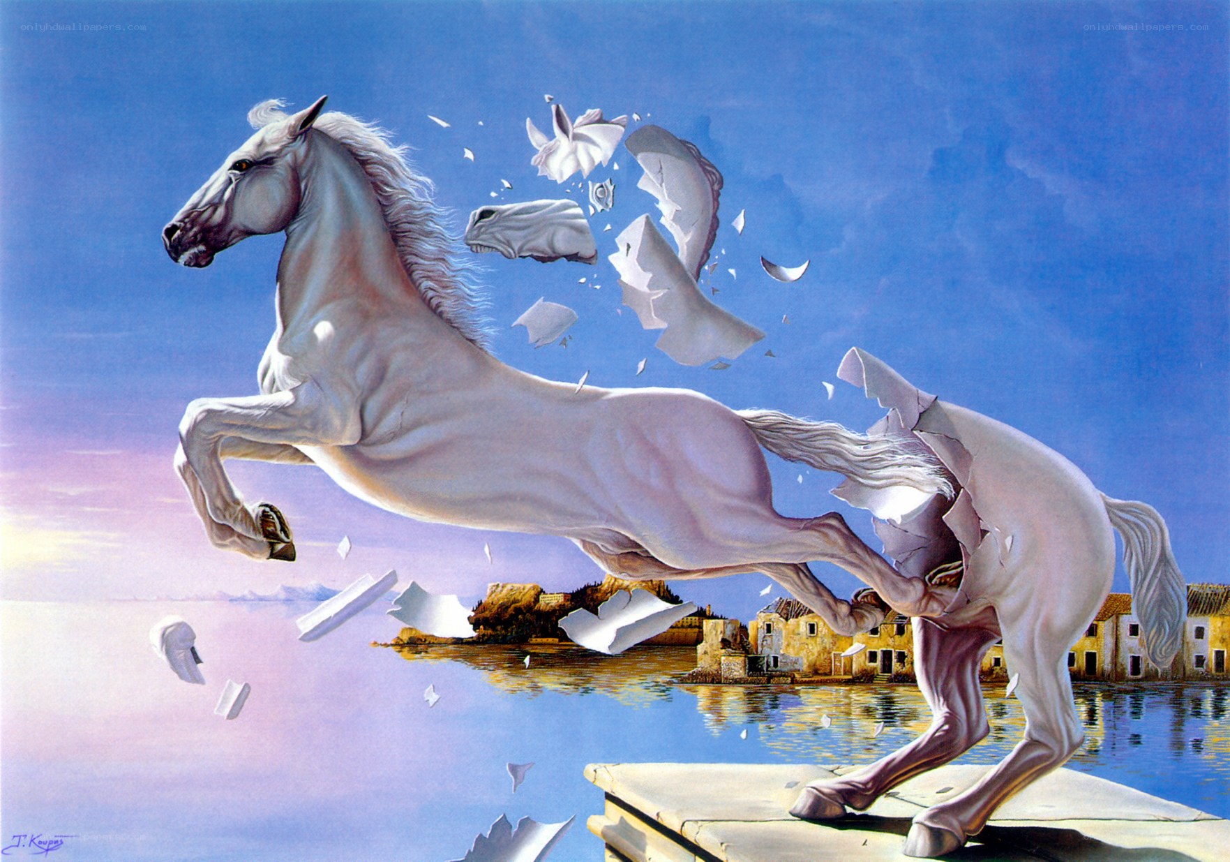 White Horse Breaking Free