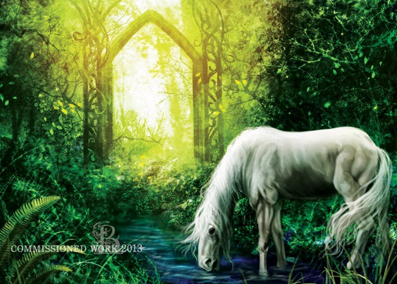 White Horse Drinking — Green