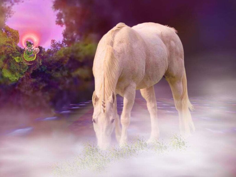White Horse Grazing — Purple